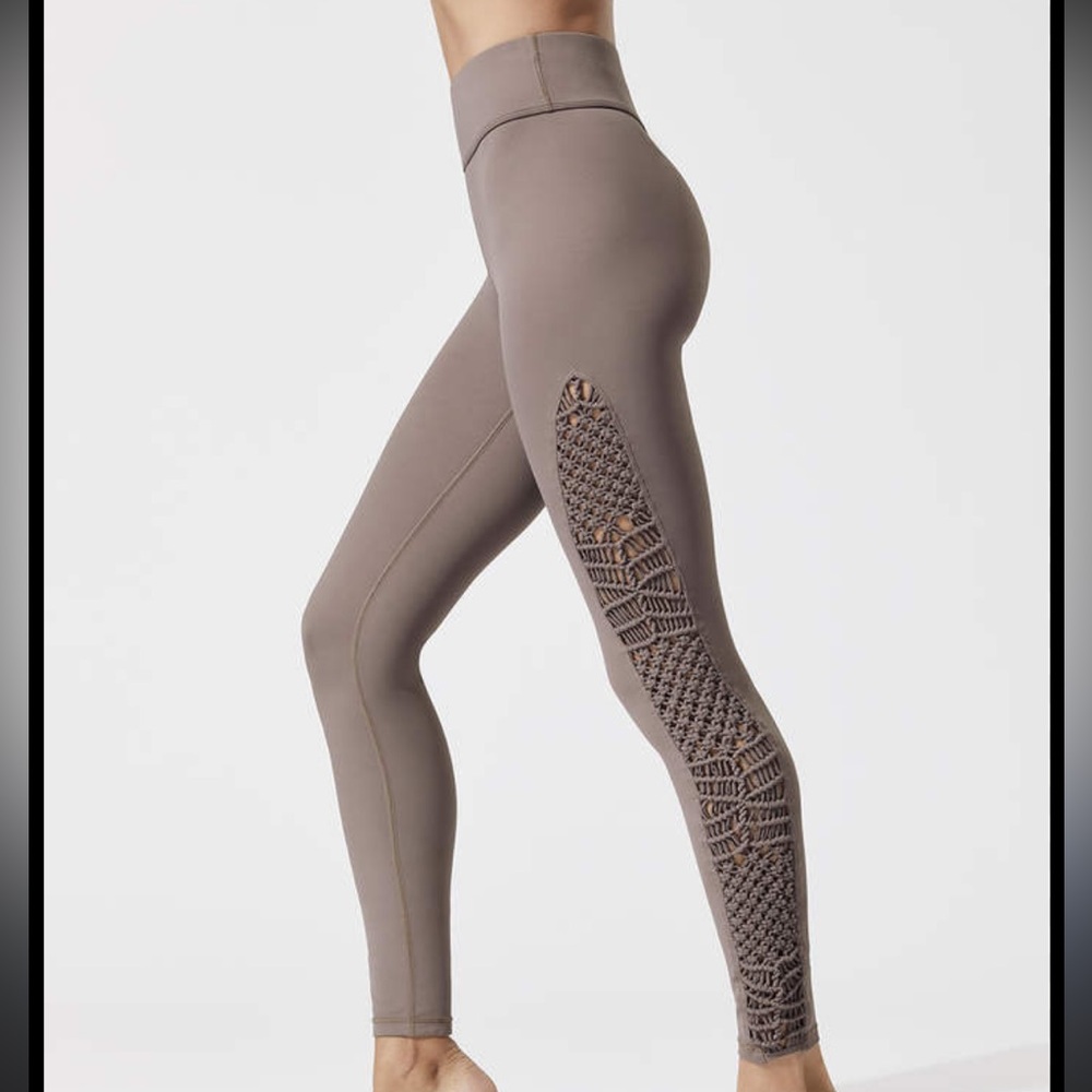 Carbon38 crochet melt legging brown tan xs women 7/8 25”